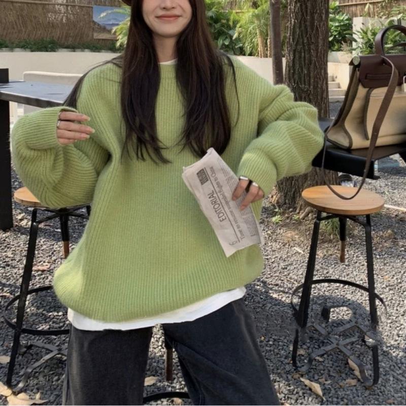 Candy Color Women's Loose Knit Sweater - Autumn/Winter 2026 Soft Casual Pullover