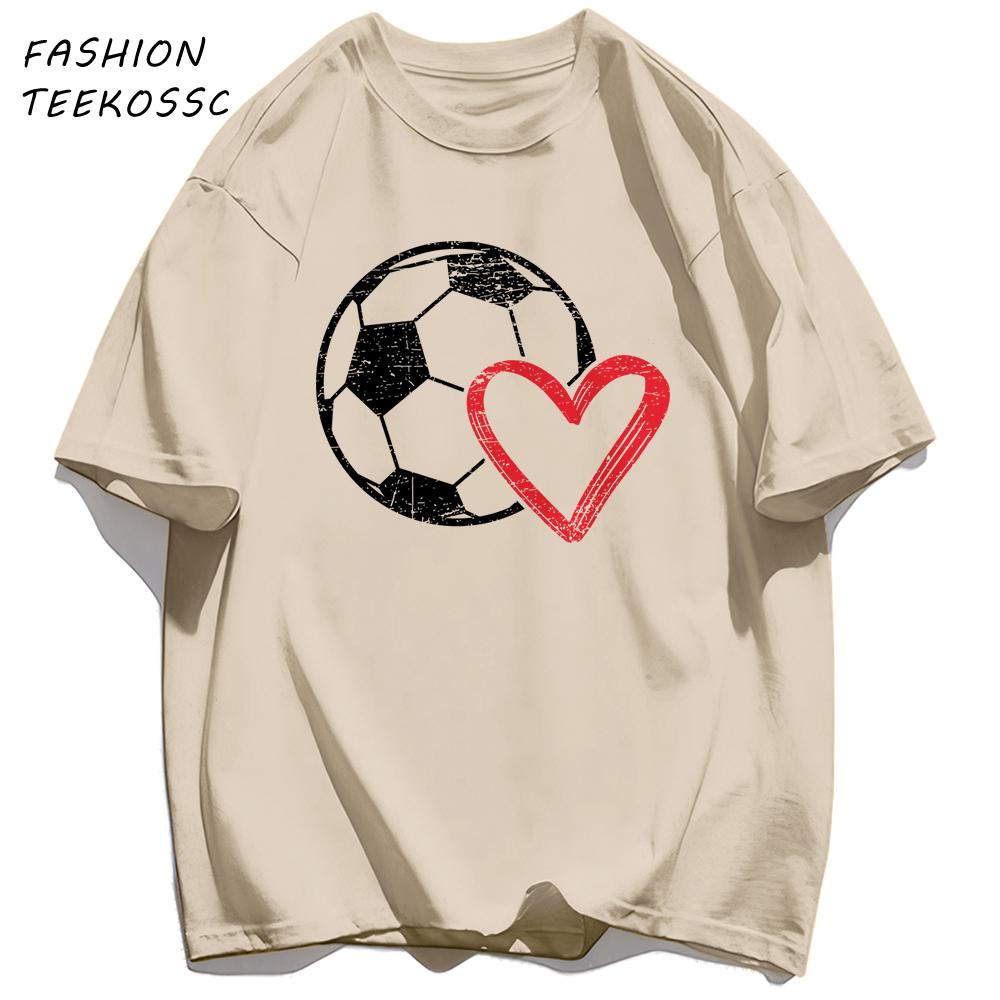 Hollow Out Football Heart Design Print TShirt Men Cotton Crewneck T Shirts Summer Loose Clothes Multicolor Trendy Short Sleeve