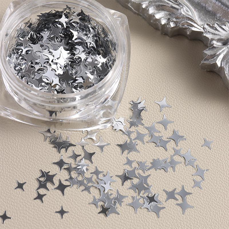 Shiny Silver Sequins Mix Shapes Star Letter Nail Glitter Slice Nail Art Stickers Decals Manicure Paillette Charms