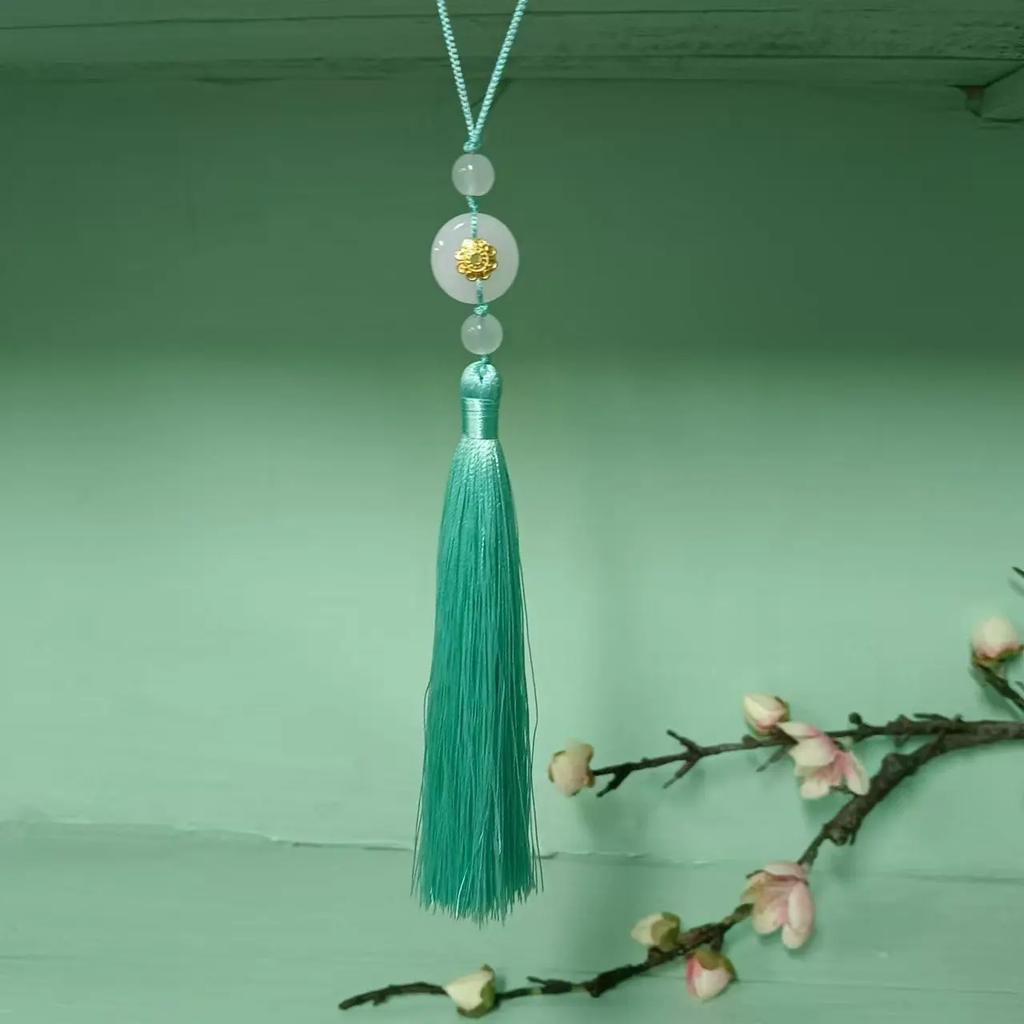 Ciucuri Retro Frumoși Stil Chinezesc Inel de Jad Ciucuri din Fir Poliester Semn de Carte Breloc Decorațiuni pentru Casă