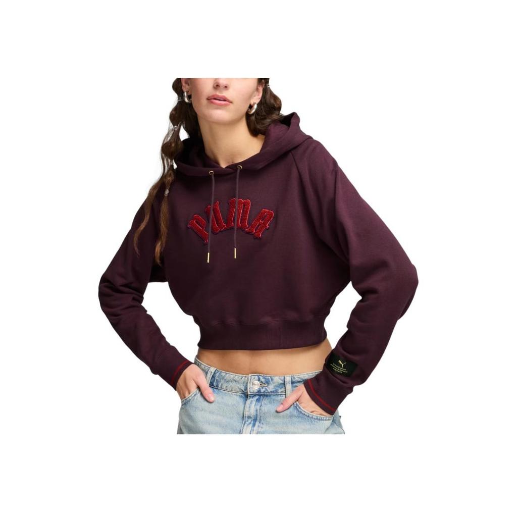 Puma Classics Relaxed Hoodie Soft Comfortable Fashion Sweatshirt Women hoodies Midnight-Plum 627484-44