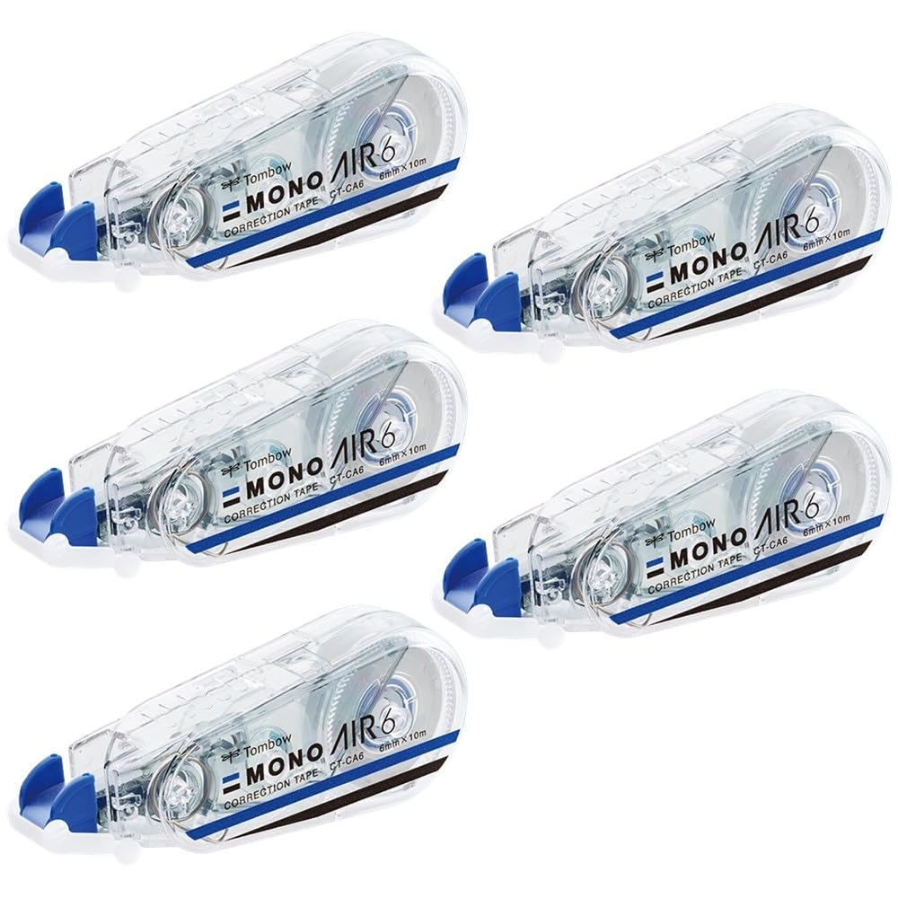 Tombow Correction Tape 6mm MONO MONO Air High Adhesion Disposable Type 10m (Light Touch, Tape) 5-Pack CT-CA6-5P