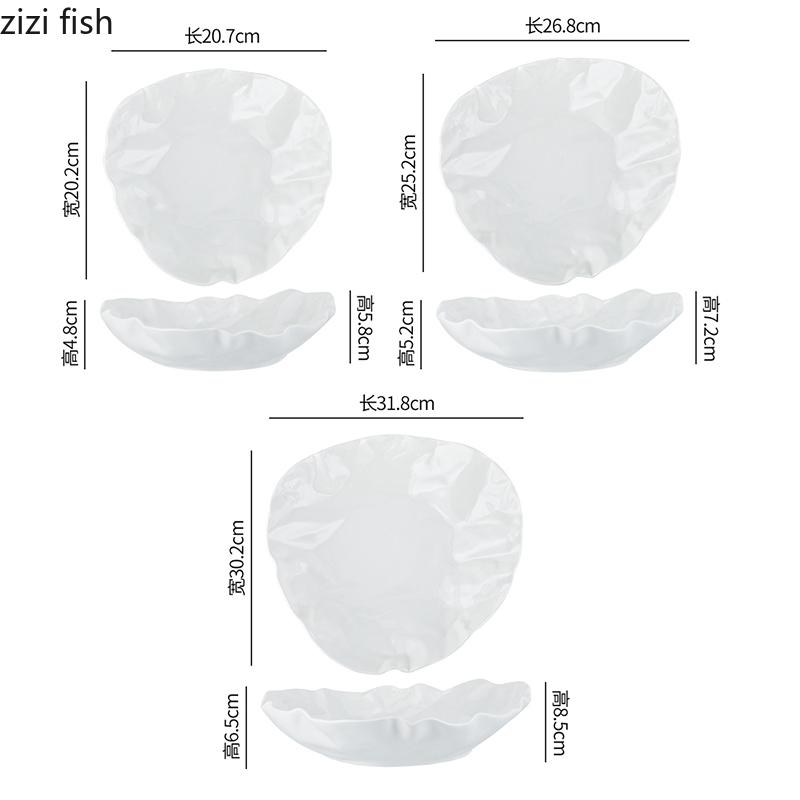 Fold Texture Ceramic Salad Plate Solid Color Irregular Dessert Dish Vegetable Plate Sashimi Plates Restaurant Creative Tableware