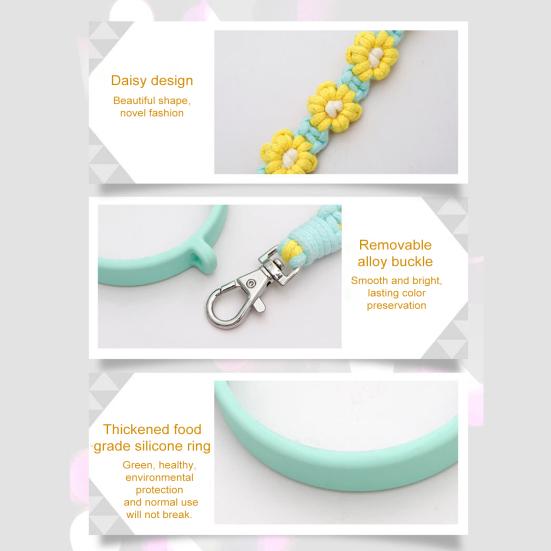 Water Bottle Handle Strap Handmade Flower 16-40oz Tumbler Silicone Safety Ring Cotton Rope Flower Sling Holder Carrier Lanyard Cup Accessories