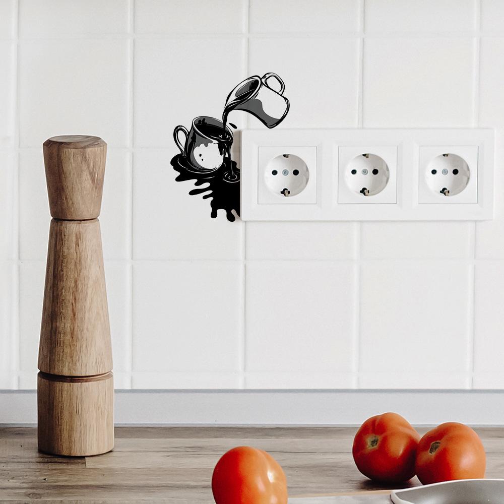 Prosty i Kreatywny Kubek do Kawy Sypialnia Salon Włącznik Naklejka Ścienna Upiększająca Tło Domowe