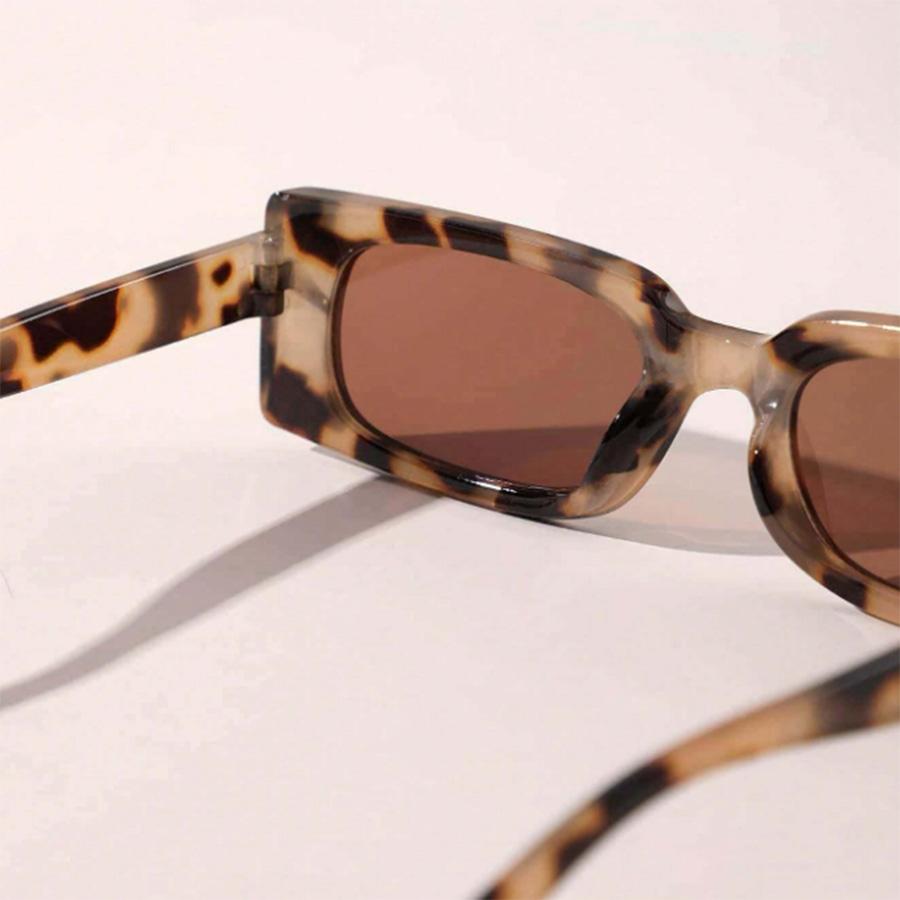 1pc Women Elegant Rectangular Leopard Frame Sunglasses For Outdoor Vacation Outfits Musical Festival Accessories