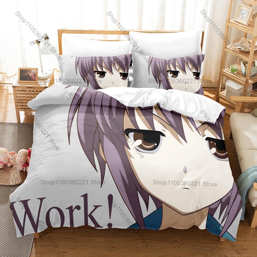 Classic School Anime Printed Bedding Kit 3PCS Duvet Cover & 2 Pillow Covers Breathable Soft Linens Anime Fan Room Ornament