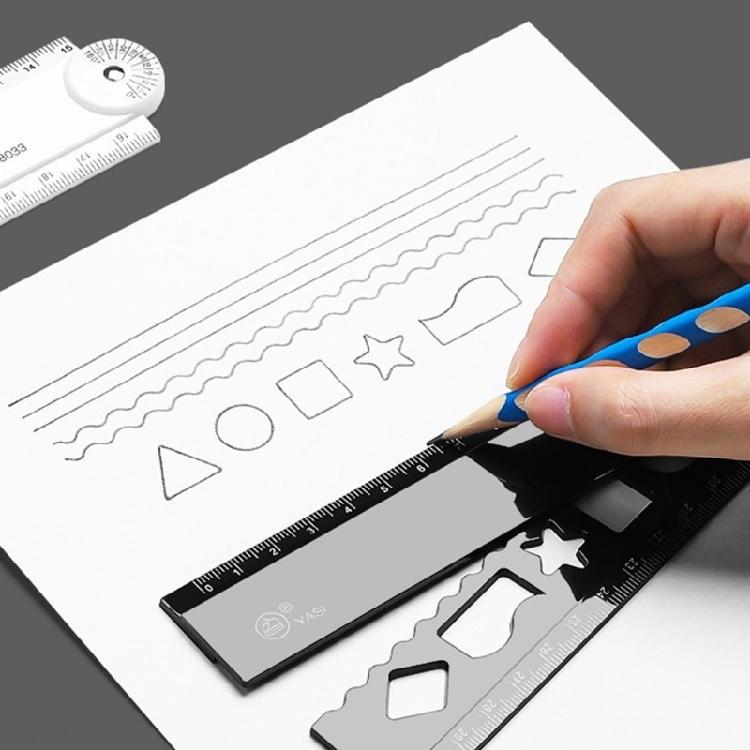 5Piece Black White Plastic Foldable Ruler Set Non Slip Surfaces Precise Centimeter Inch Marking Study Tool