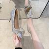 Fashion Bow Stiletto Single Shoes Autumn New Pointed Toe Shallow Mouth Anti-slip Wear-resistant High Heels