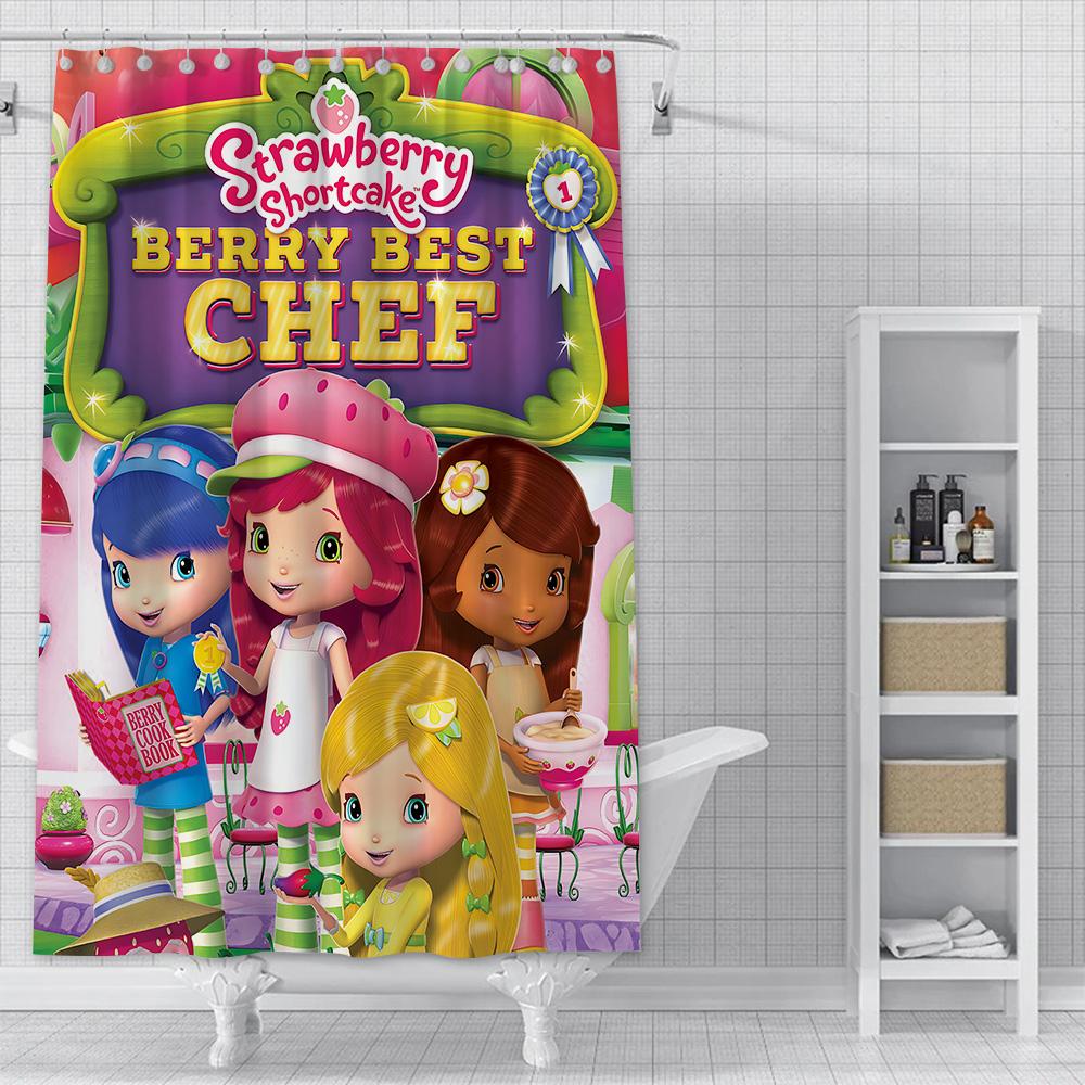 S-Strawberry Shortcake Exquisite Shower Curtain Waterproof Polyester Fabric Paint Bath Curtains Home Bathroom Decor Curtain