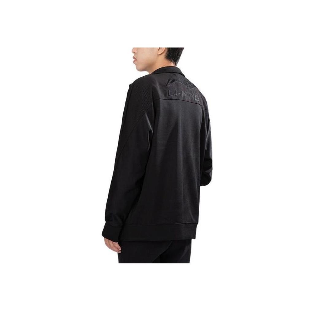 Li-Ning Sports Trend Series Logo Embroidered Loose Knit Jacket Men Jacket Black AFDR989-1