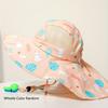 Kids UV Protection Sun Hat With Cape Quick Dry Breathable Beach Cap Summer Printed Outdoor Shade Headwear For Boys Girls