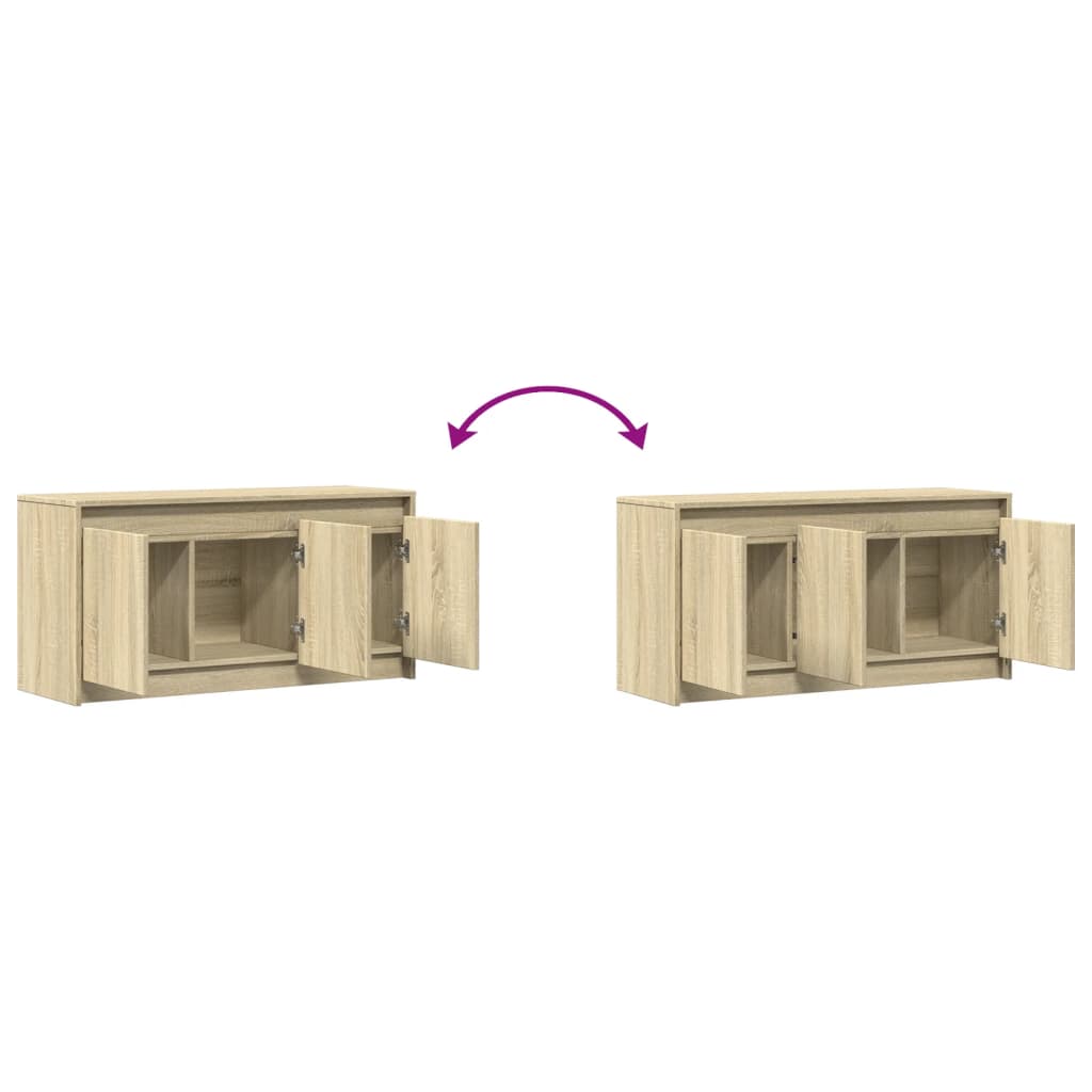 TV Cabinet with LED Lighting Sonoma Oak Finish 100 X 34 X 50 Cm