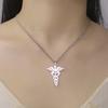 Dawapara Caduceus Necklace Archangel Wings Healing Medical Symbol Pendant Asclepius Protection Amulet Stainless  Steel Jewelry