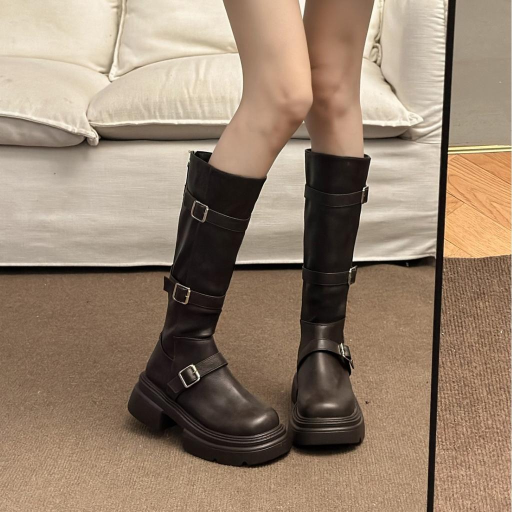 Boots Women's 2025 Autumn and Winter New Elastic Skinny Boots Thick-soled High Boots Small Man But Knight Boots