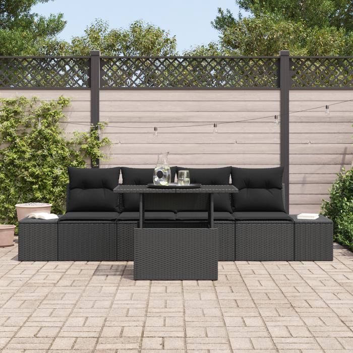 VidaXL Ensemble de canapés de jardin de 5 pièces avec coussins en noir poly rotin 3349089