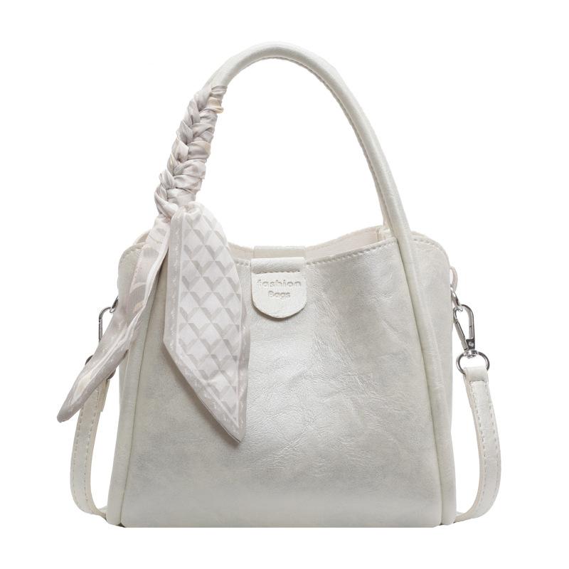 Silk scarf versatile handbag new bucket bag messenger bag women's texture commuting shoulder bag
