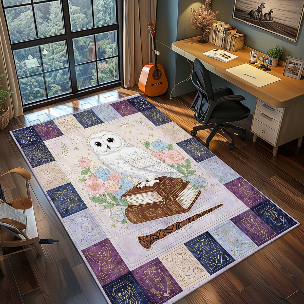

Harry Potter Magic Owl Anime Rug Carpet Large Area Rug Non Slip Washable Floor Mat Gamer Room Bedroom Home Decor 60x90cm