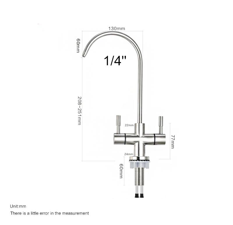 Double Handle Stainless Steel Kitchen Faucet Reverse Osmosis Manual Operation Household Commercial Use Easy серебряный