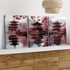 3 Pieces of Japanese Style Antique Red Pagoda Cherry Blossom Decoration Paintings Zen Landscape Canvas Paintings Living Room Ent