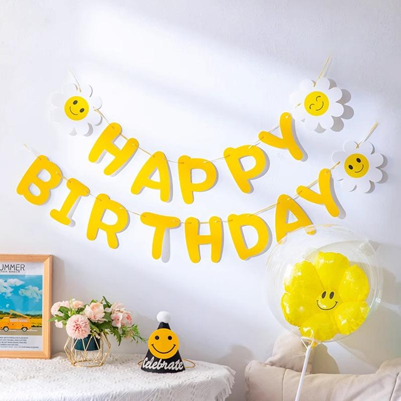 Birthday Flag Scene Arrangement Decoration Boys And Girls Banner Birthday Party Banner Background Wall Atmosphere Props