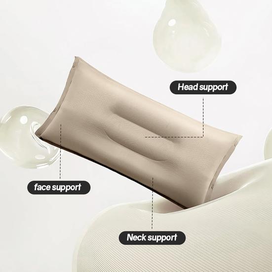 Self Inflating Air Mattress with Head Support Pillow Thick Sponge Sleeping Pad Portable Folding Travel Outdoor Camping Backpacking Lounge Mat