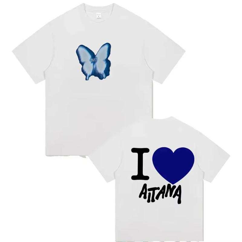 Zangeres Aitana Cuarto Azul Tour 2025 Print T-shirt Unisex Dames Hip Hop Fans Kleding Korte Mouw T-shirts Tops Puur Katoen T-shirt