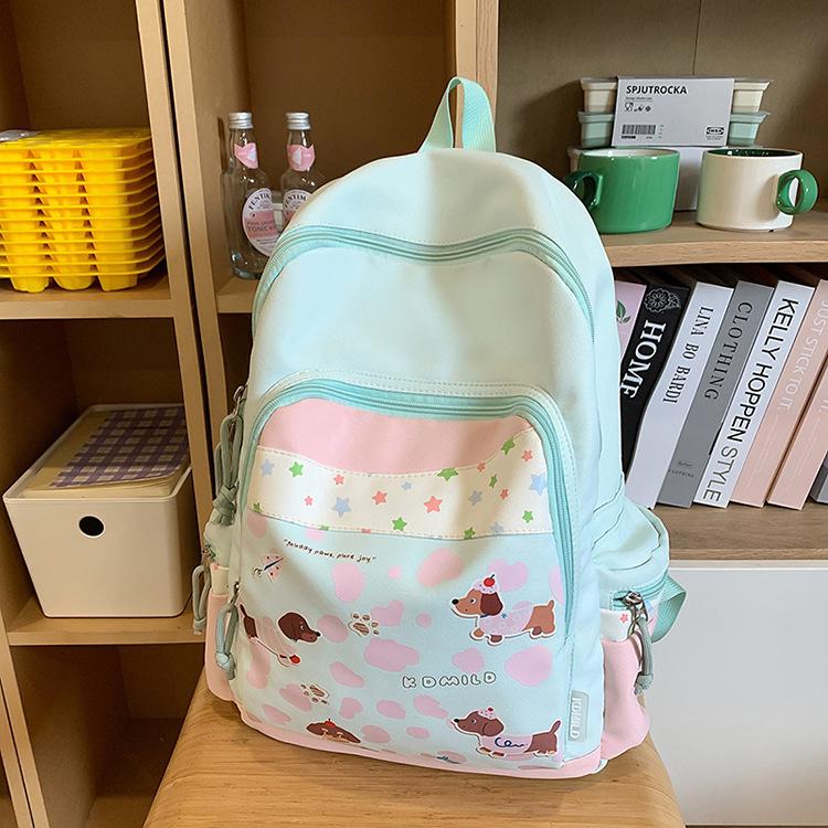 Schoolbag Backpack Women's 1011 Spring New Fresh and Sweet College Student Backpack Large Capacity Cute Printed Puppy School Bag