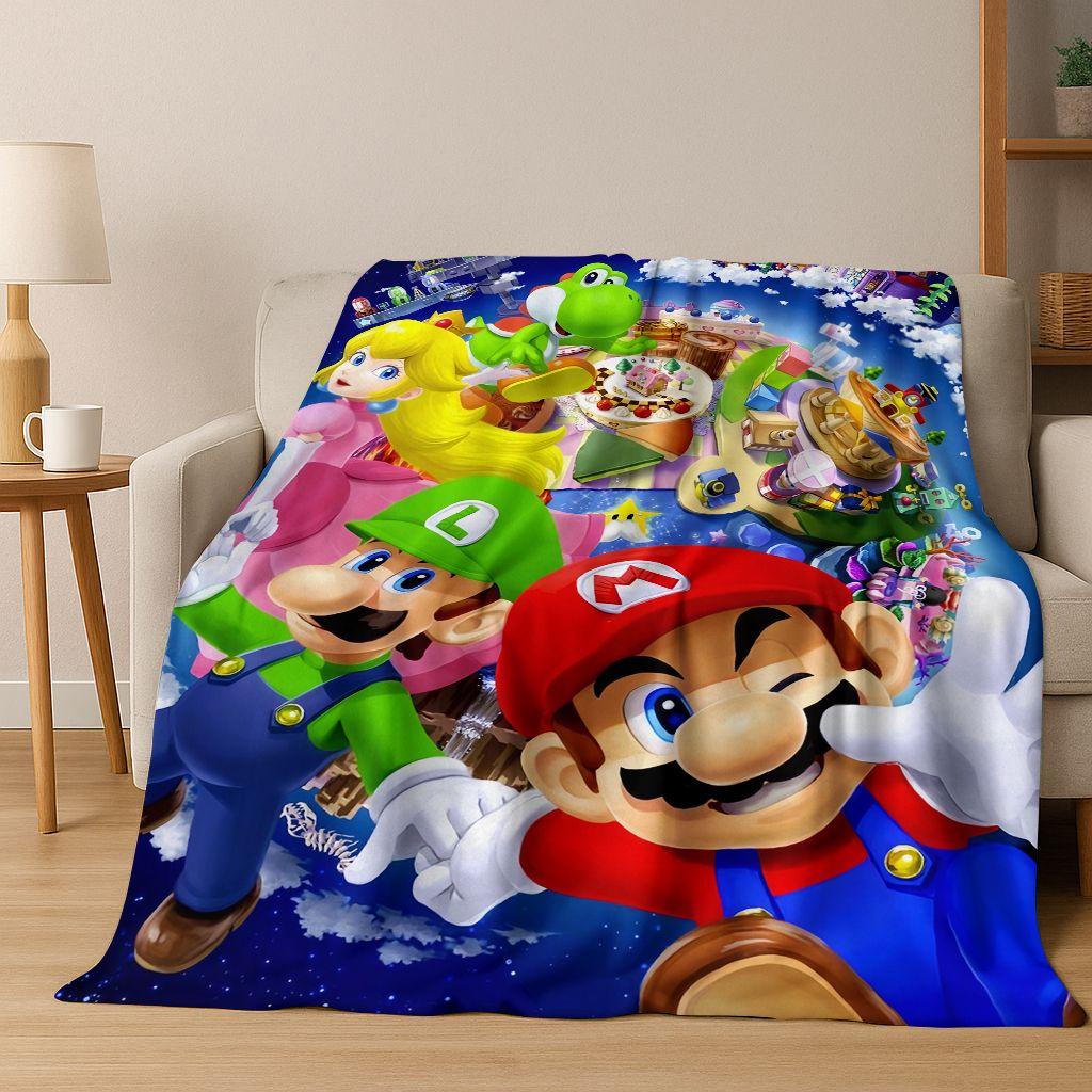 26 Style Mario Cartoon Gift Flannel Blanket,Warm and Cozy Soft Throw Blanket for Home Bedroom Bed Sofa Travel Picnic Cover Kids