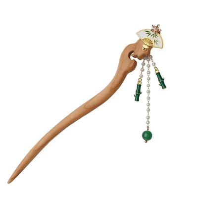 Şeftali Ahşap Japon Aksesuarı Saç Tokası Günlük Kullanım İçin Basit Popüler Sevimli Saç Tokası (TO)