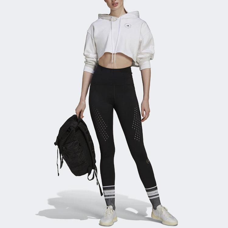 Adidas X Stella McCartney Λογότυπο Κοντό Φαρδύ Φούτερ με Κουκούλα Γυναικεία Φούτερ Λευκό GL7336