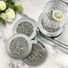 GIMORRTO Glass Mirror Coasters, 4 Pieces, Crushed Diamond Round 4 Inch, Cup Mats, Tabletop Decor, Bar Tools, Dining Table