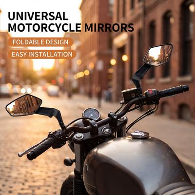 Anti Shake Quick Attach Motorcycle Rearview Mirrors Ensuring Clear Rear View On Rough Terrains Featuring Universal 2pcs