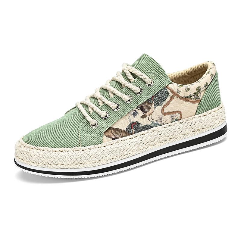 

Men s shoes trend national style straw corduroy sports casual flats new men s cloth low-top board shoes trendy shoes 39