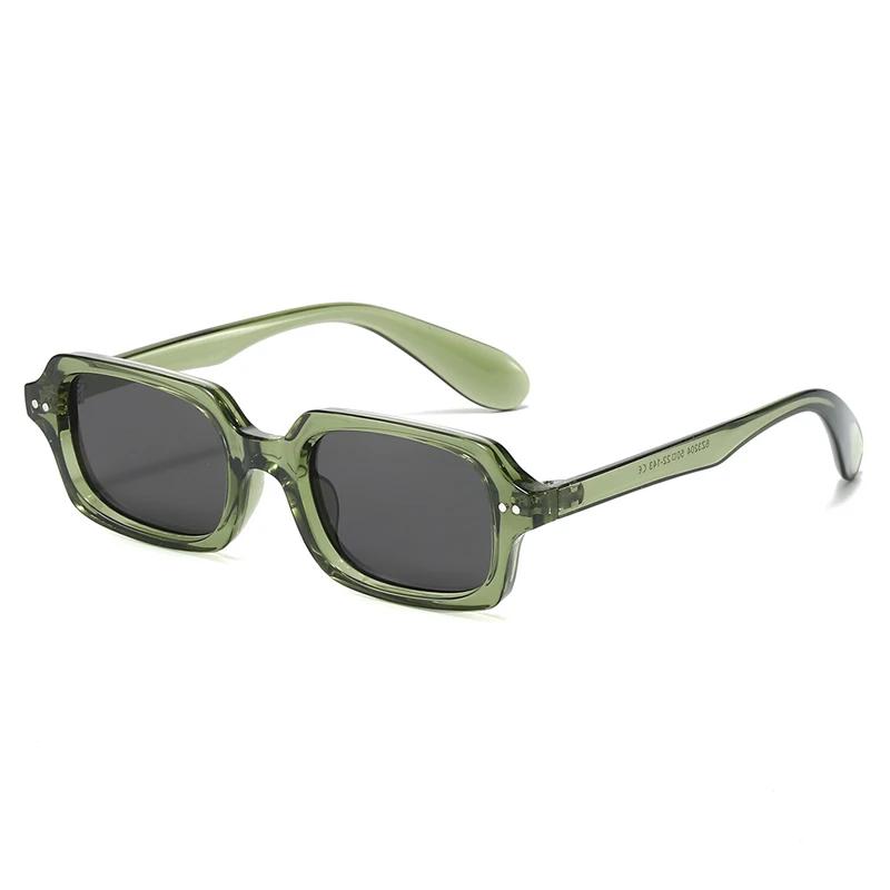 SO&EI Retro Small Rectangle Men Rivets Sunglasses Fashion Jelly Color Gradient Shades UV400 Women Sun Glasses