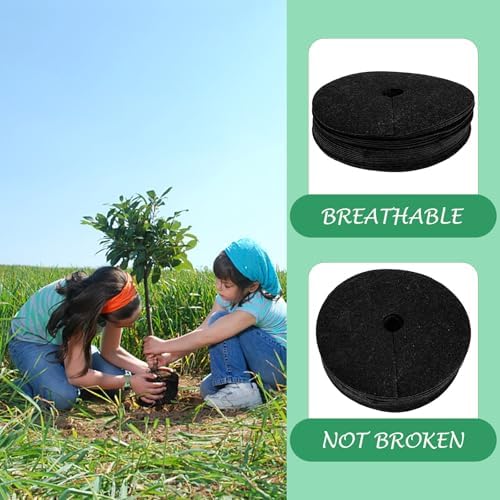 Holibanna 20 Stück Rundes Schwarzes Unkrautvlies aus Stoff zur Unkrautbekämpfung und Feuchtigkeitserhaltung für Obstbäume im Garten und Bauernhof