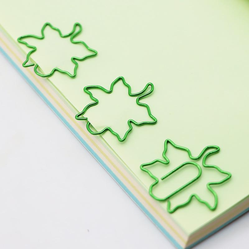 Maple Leaf Green Metal Paper Clips for Office and File Organization