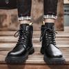 Popular Large-size Hot-selling Autumn and Winter Men's Medium and High-top Velvet Warm Fashion Casual Versatile Leather Martin Boots