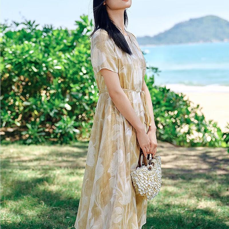 JOOZE ANNAKO Flowing Print Belted Summer Dress