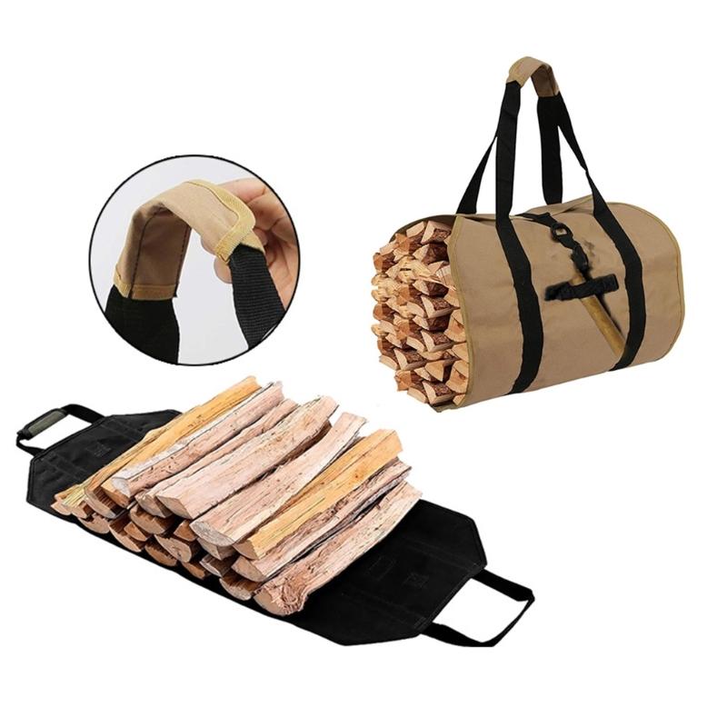Spacious Outdoor Firewood Bag Waterproofed Oxfords Materials Reinforced Handle Easyly Clean Camping Gear