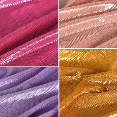 Tela plateada brillante con estampado metálico, tela sedosa muy elástica y brillante para coser vestidos, danzas y espectáculos
