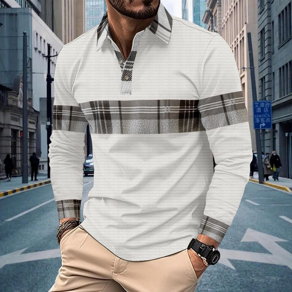 Harajuku Hip-hop Street Style Men's Long-sleeved Lapel Polo Shirt Plus Size Loose Comfortable Long-sleeved Sweatshirt
