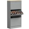 Shoe Cabinet, 3 Drop-Down Drawers, Adjustable Shelves, for 18 Pairs, 60x23.5x115cm, Grey