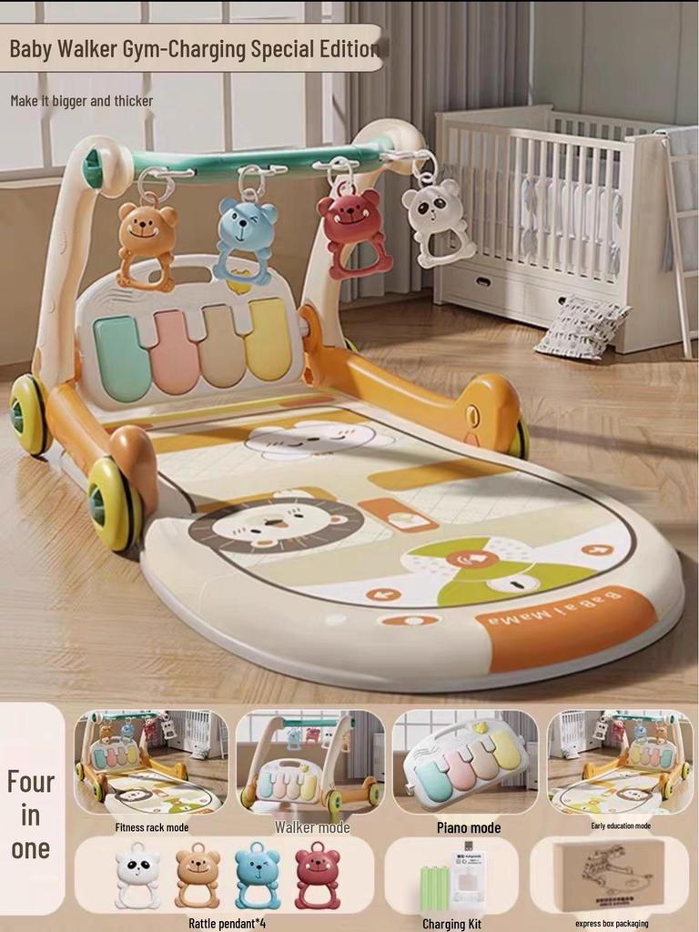 Newborn Pedal Piano Gym Walker: Early Learning Music Stroller Toy