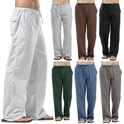 Herren Plus Size Straight Party Pants Loose Pants Leinenhose Elastische Taille Fahion Casual