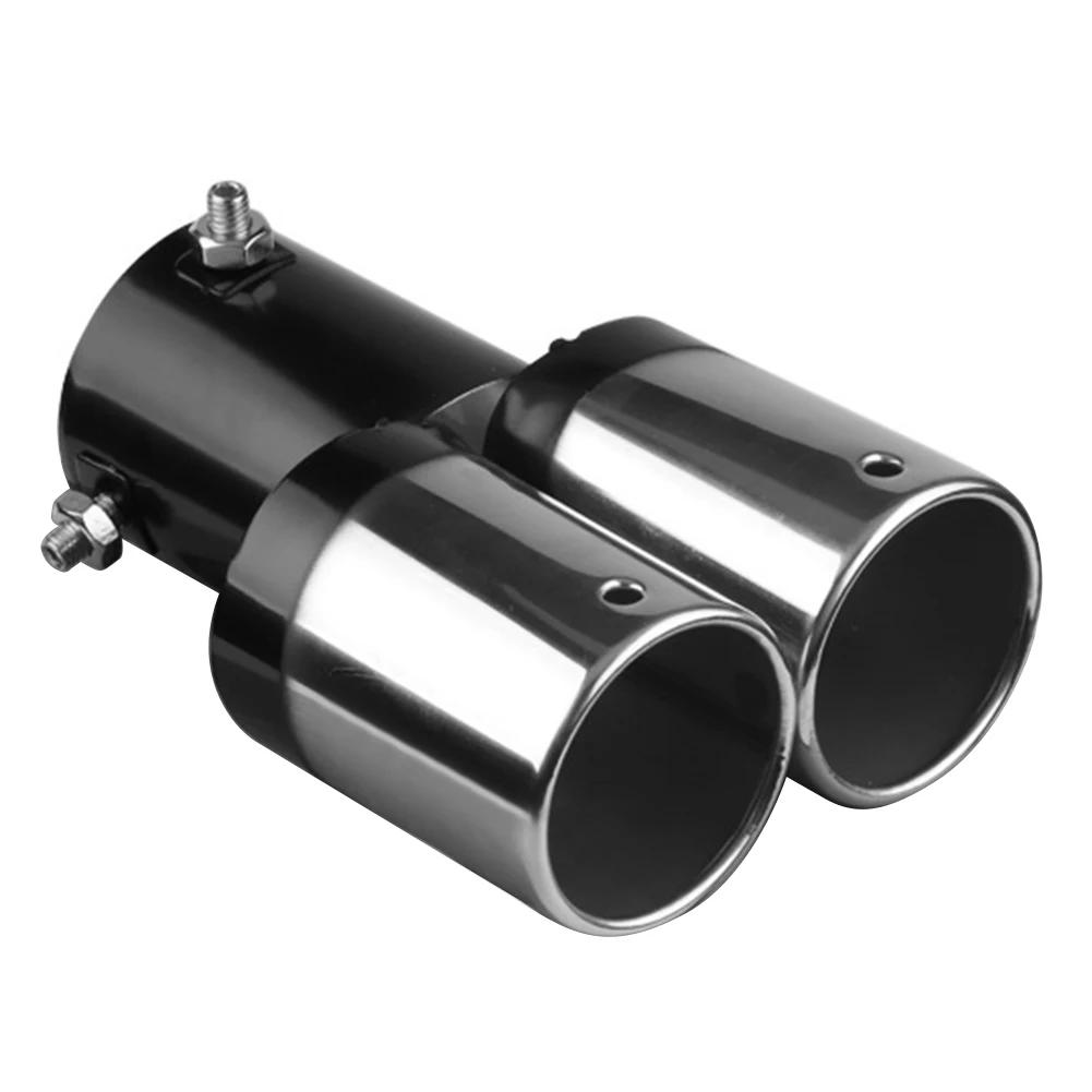

1/2pc Dual Outlet Car Exhaust Tip Stainless Auto Muffler Silencer Universal Car Tail Rear Chrome Round Exhaust Pipe Tail Muffler