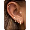Bobisty 6Pairs Earrings for Women 14K Gold Plated Stud Hoop Stacks Earrings Set 316L Surgical Steel Earring Piercing Jewellery
