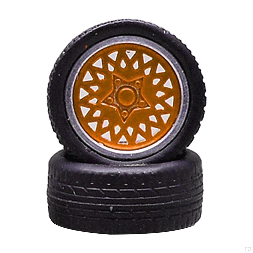 4 Pieces Hex Wheel Rims Car Accessories Rubber Tire 1/6 Flat Tires&Wheel for Modification RC