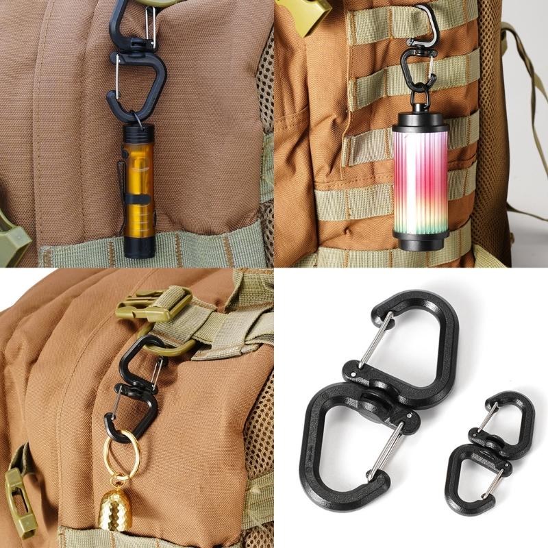 Spring Clip Key Hook Buckle Belt Key Holder Carabiner Hook with Lock 360 Degree Rotation S Shape Carabiner Keychain Clip