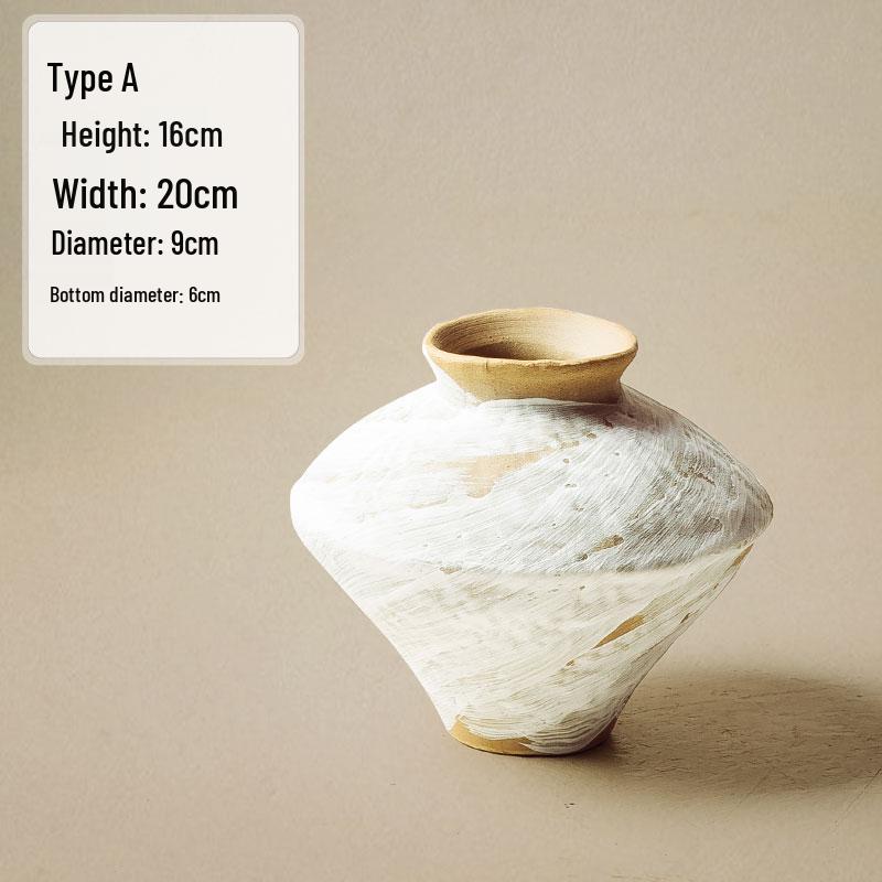 Керамическая ваза Jingdezhen в стиле Ваби-Саби для сухих цветов - Ретро-стиль для гостиной или обеденного стола